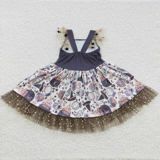 GSD0255 You Are Magic Stars Print Girls Halloween Knee Length Tulle Dress