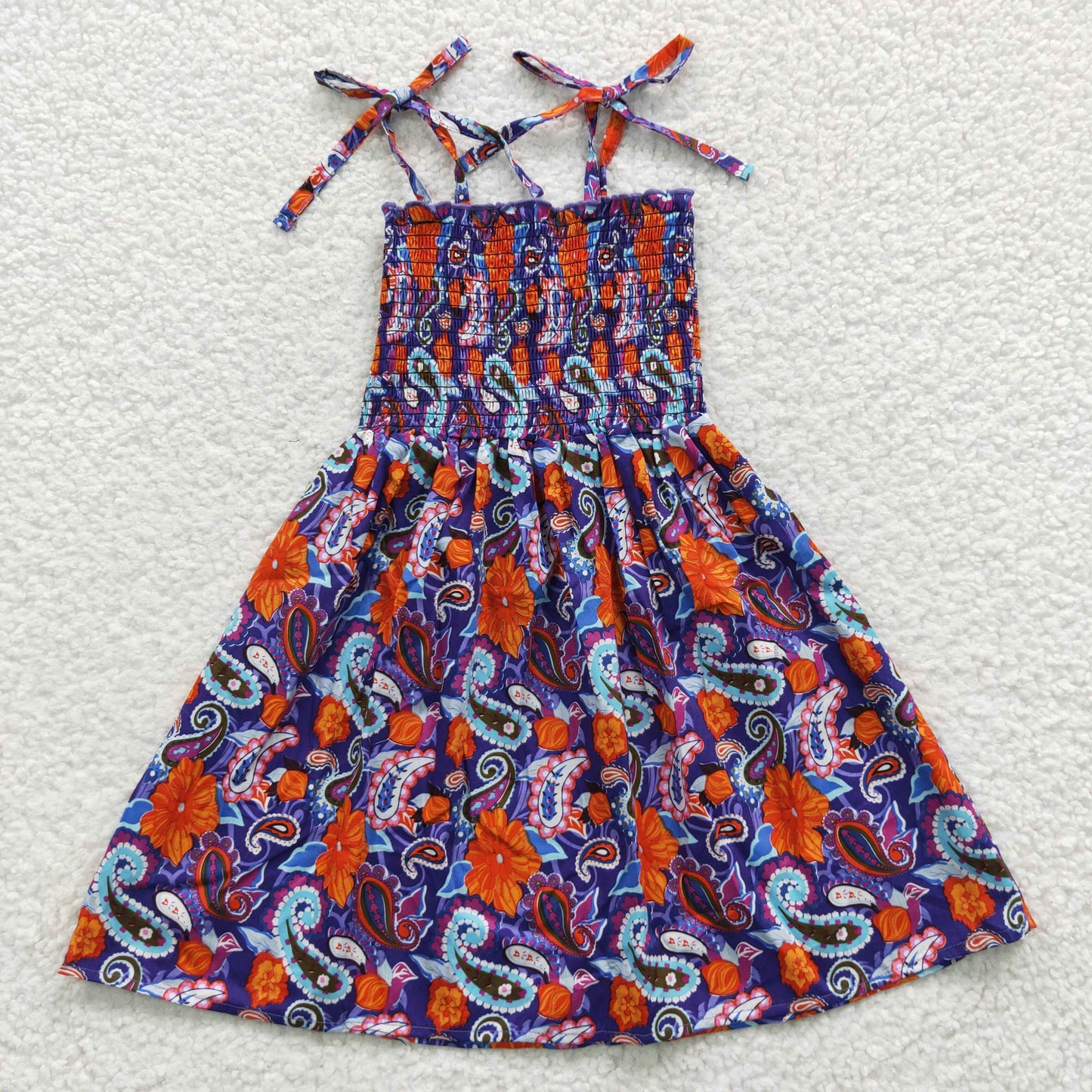GSD0405 Baby Girls Purple Floral Smocked Strap Dress $5.5