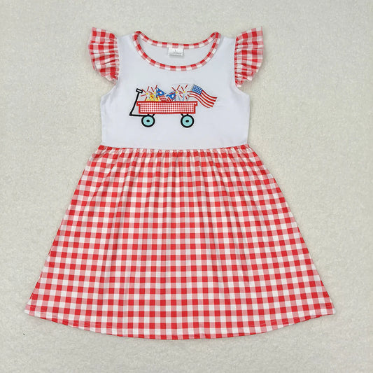 USA Patriotic Sibling Clothing 4th of July Truck Firework Embroidery Outfit