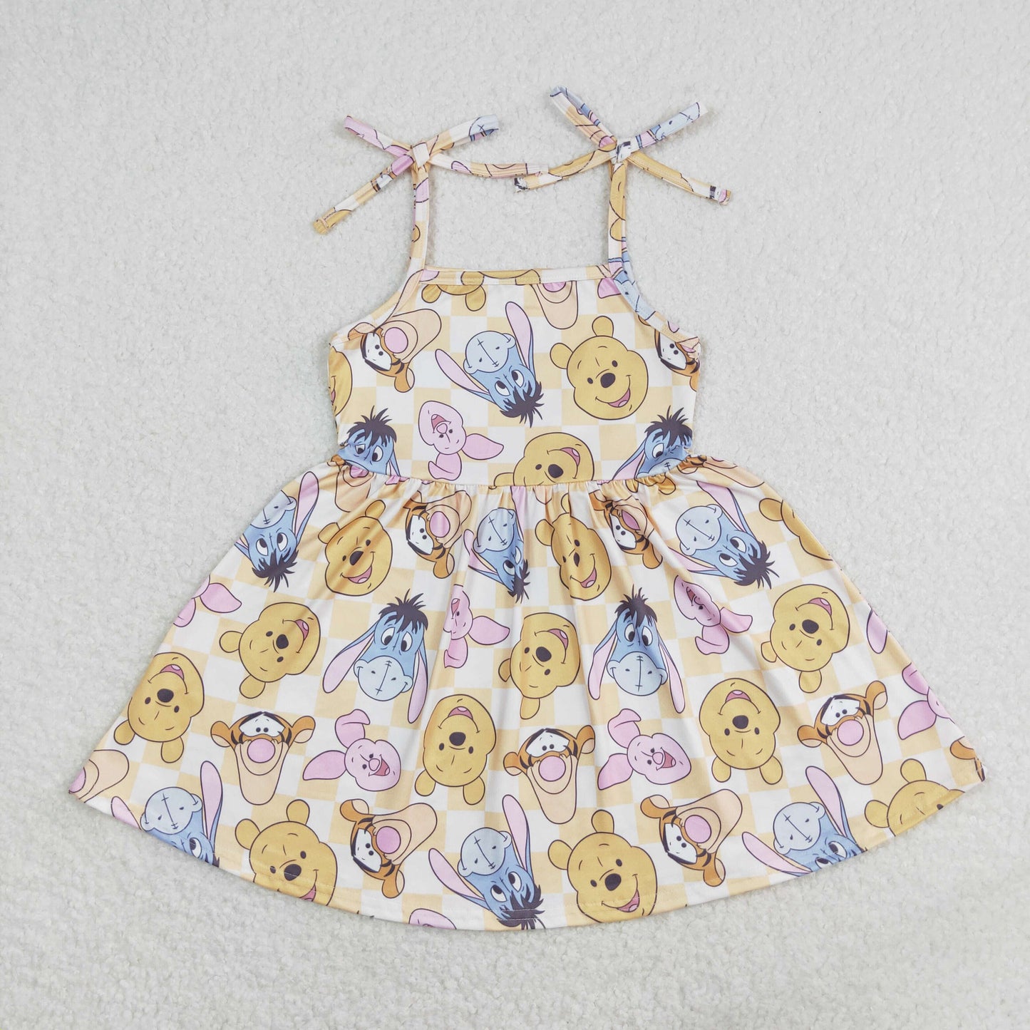 GSD1019 Baby Girls Cartoon Bear Strap Dress