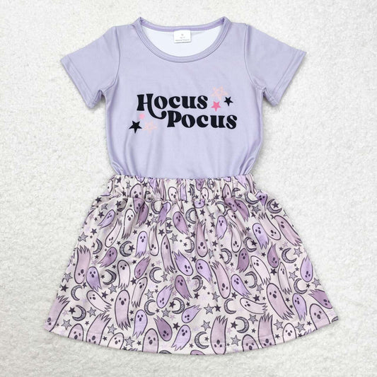GSD1398 Witch Purple Top Ghost Skirts Girls Halloween Clothes Set