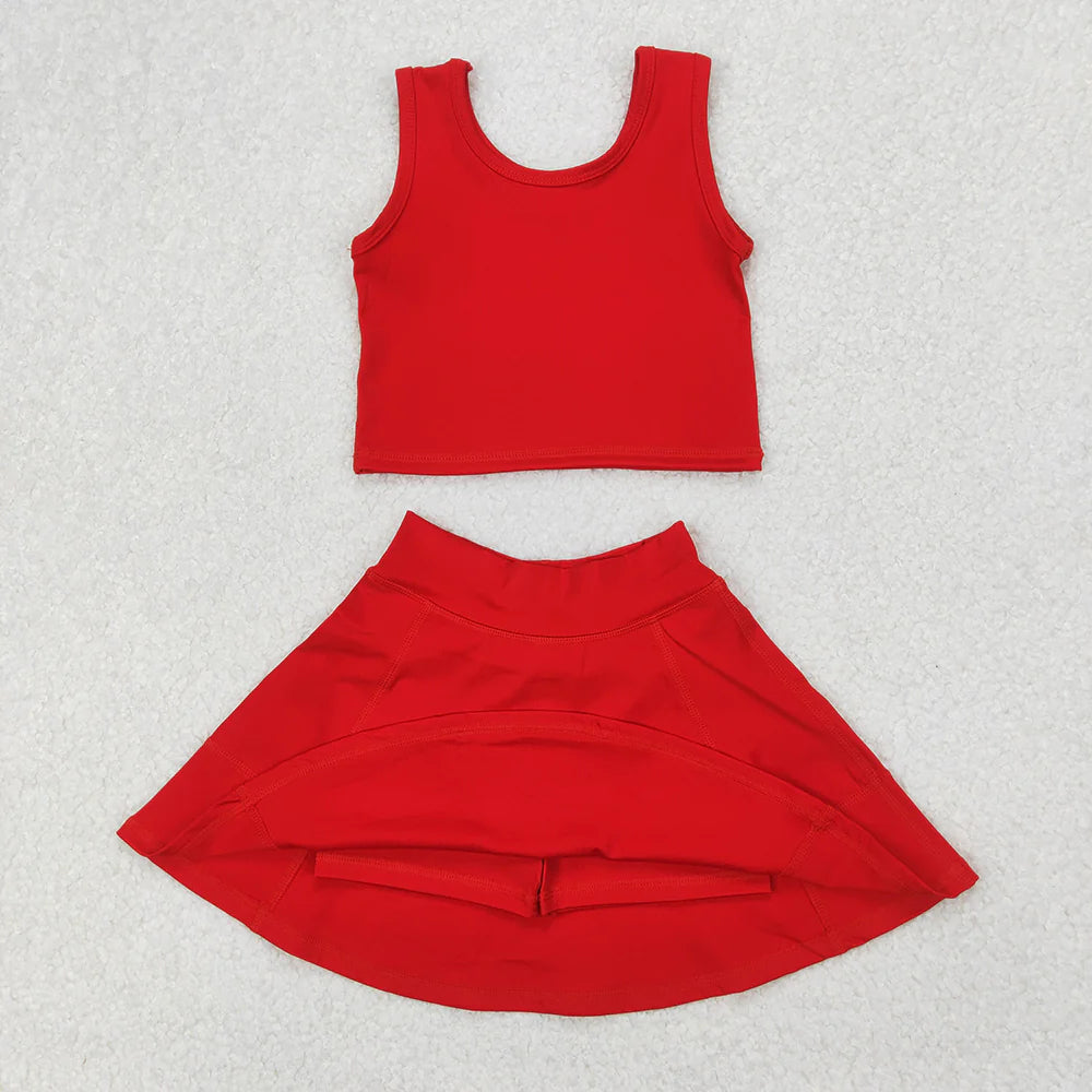 Toddler Girls Red Sleeveless Top & Skort Active Outfit