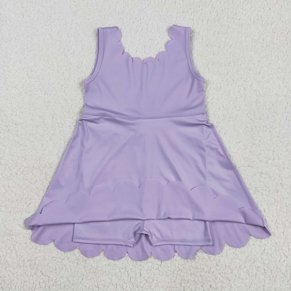 6 Colors Baby Girls Scallop Yoga Sleeveless Shorts Dresses Sisters Activity Wear