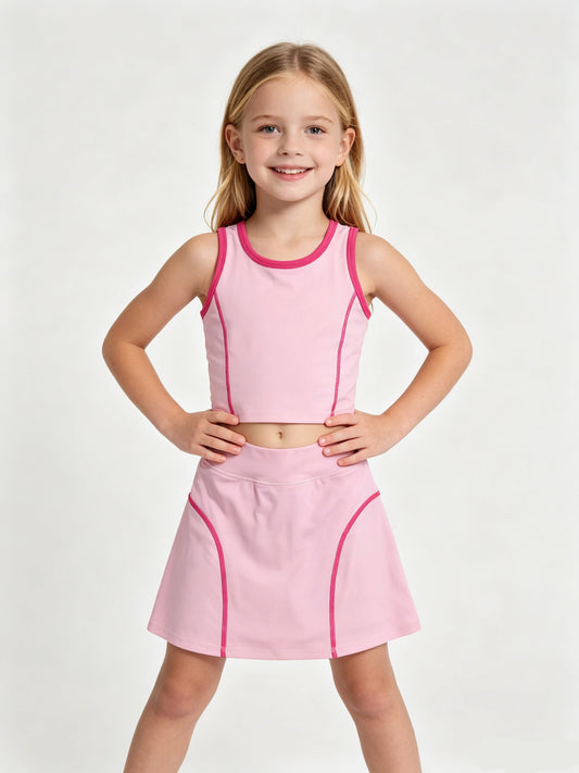 GSD2675 Bright Pink Tank Top with Skort Girls Summer Active Outfits