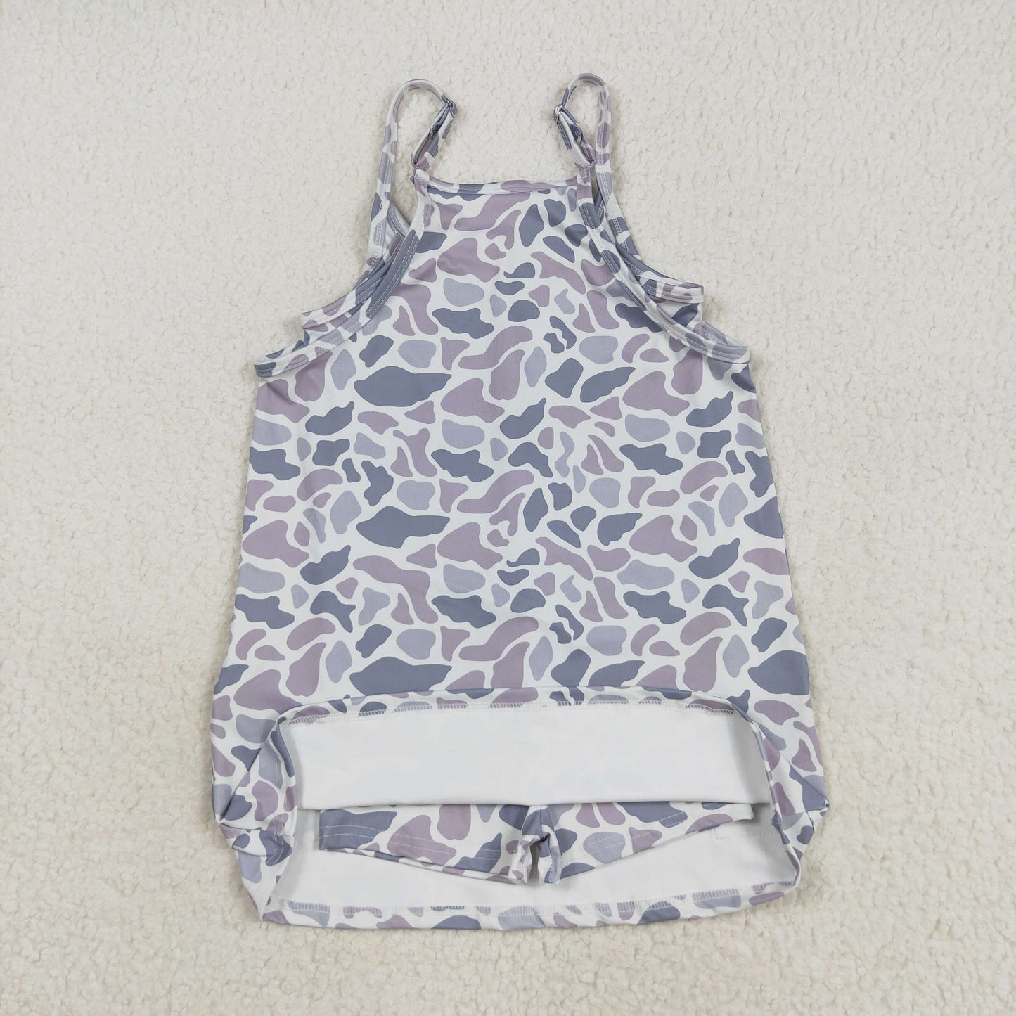 Mama And Me Strap Gray Camo Pockets Yoga Shorts Dresses