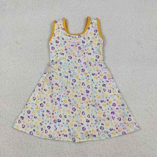 Sibling Baby Girls Mardigras Leopard Yoga Active Shorts Knee Length Dress Skorts Clothes Sets