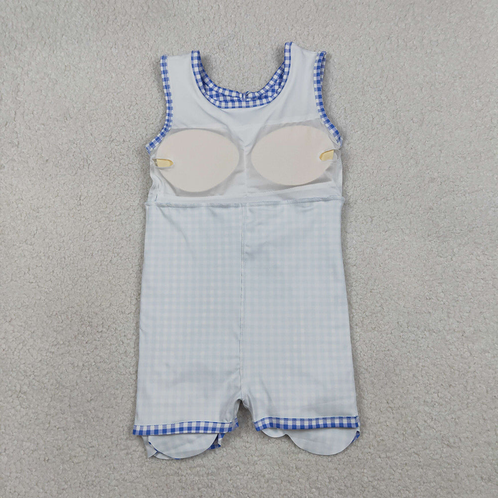 4 Colors Plaid Print Baby Girls Sleeveless Scallop Edge Shorts Yoga Dress Sisters Wear