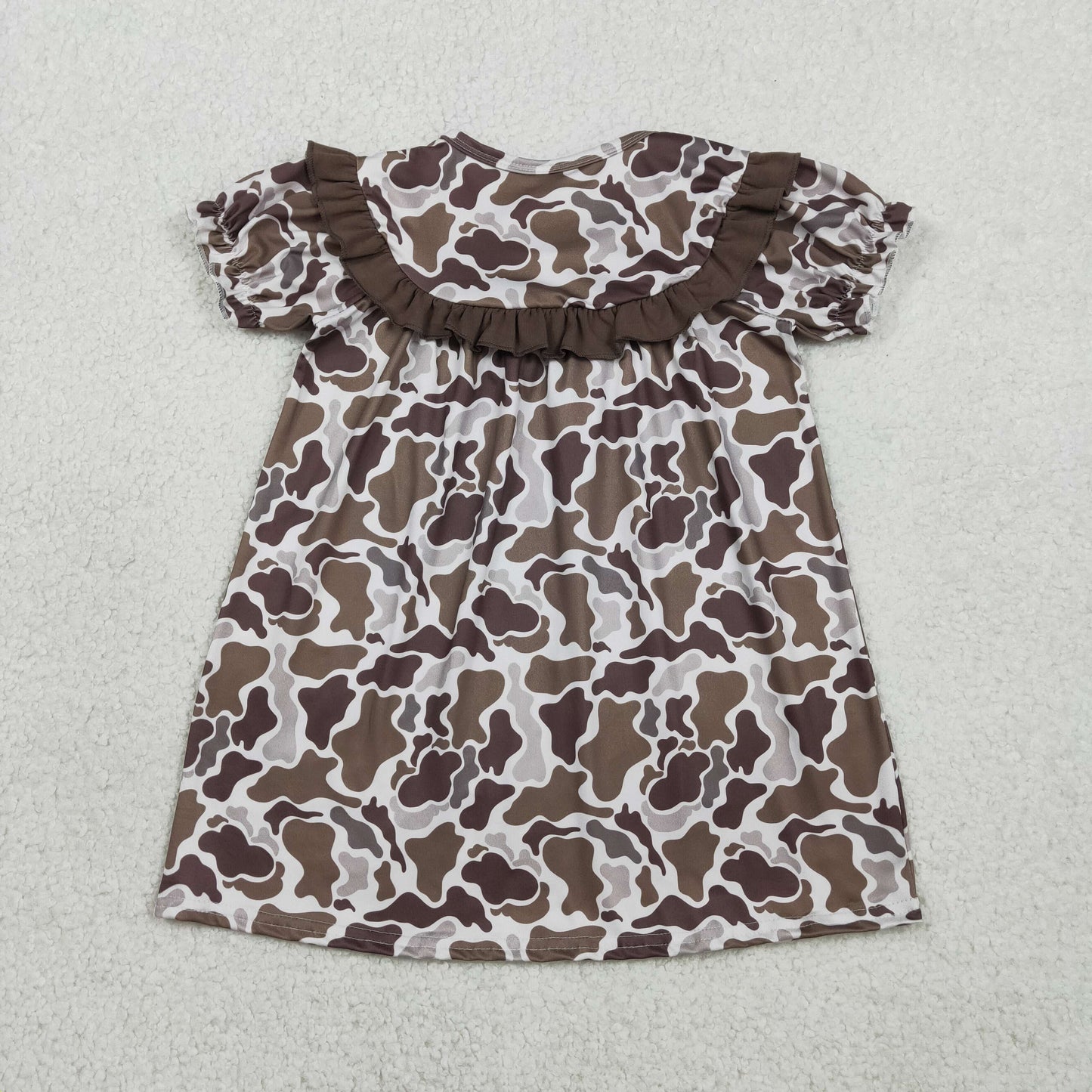 Sibling Embroidery Mama's Boy Girl Brown Camo Shorts Clothes Set Dress Rompers
