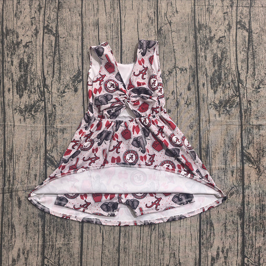 Preorder GSD3582 Teams Alabama Bows Print Girls Summer Yoga Dress