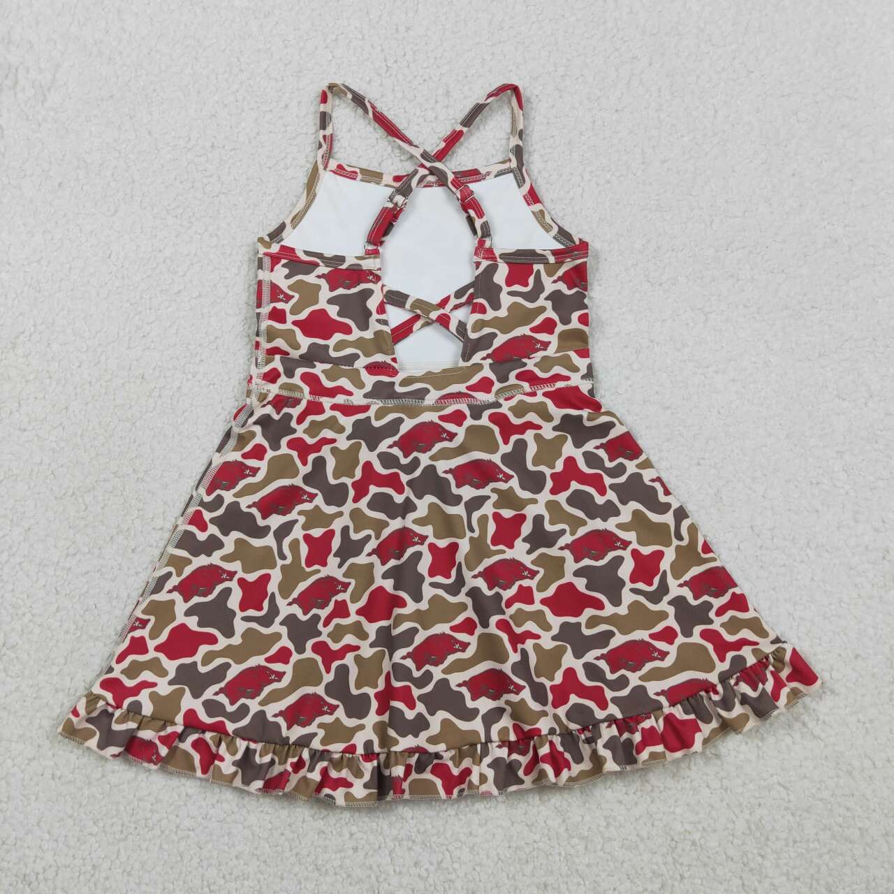 Sibling Baby Girls Arkansas Camo Team Polo Shirt Top Yoga Active Strap Knee Length Dress