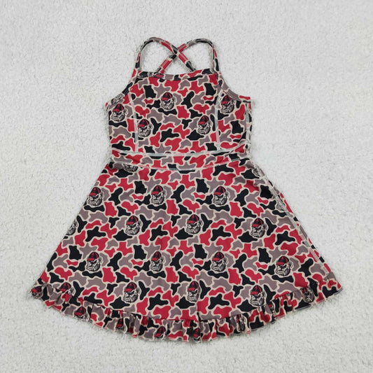 Sibling Baby Girls Georgia Camo Team Polo Shirt Top Yoga Active Strap Knee Length Dress
