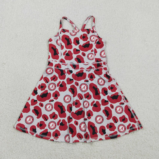 10 Colors Sibling Baby Girls Strap Leopard Team Yoga Active Short Team Knee Length Dresses
