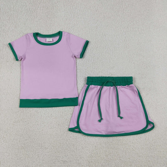 Pink Top Skirts Shorts Girls Summer Cotton Clothes Set
