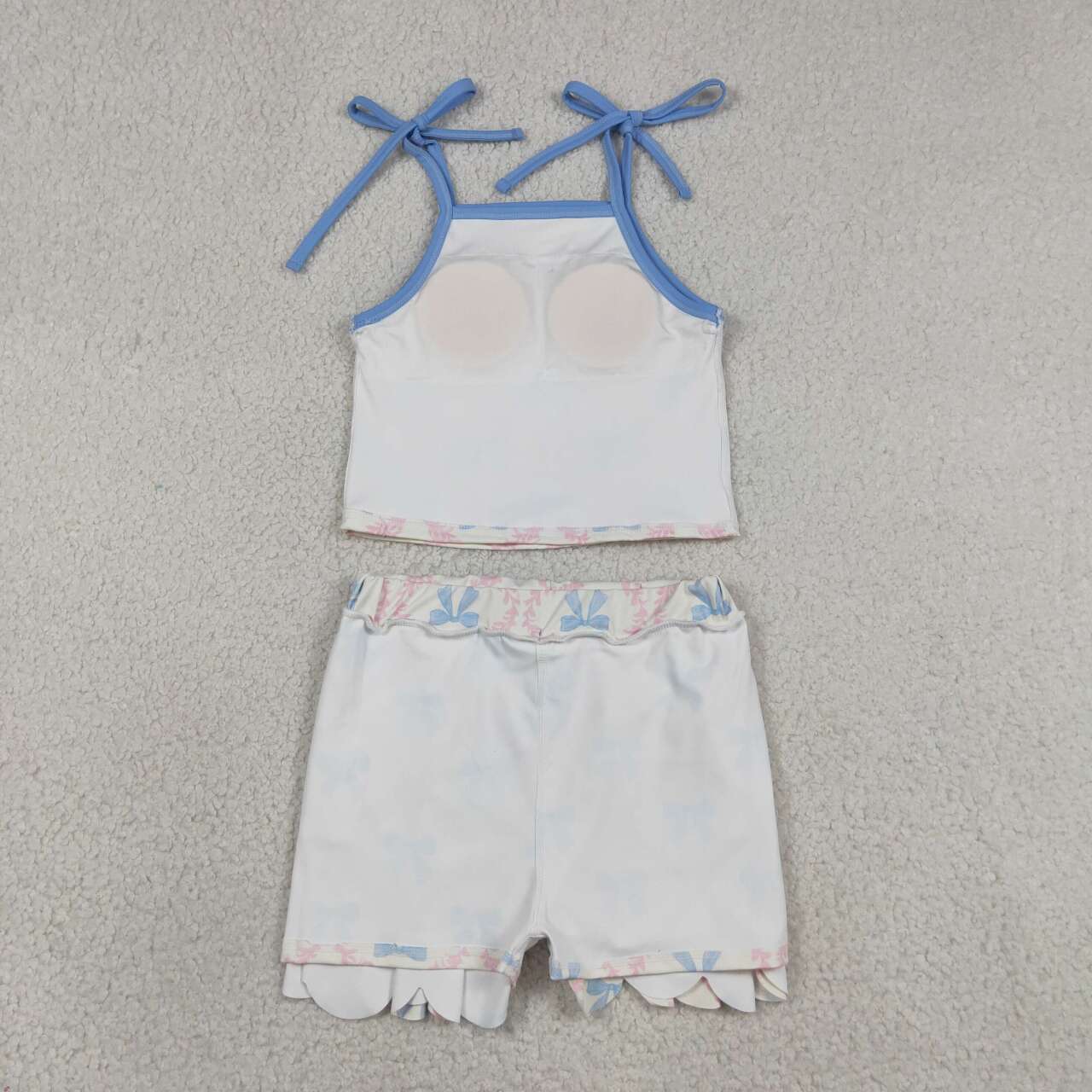 Bows Strap Tank Top Pockets Skort Girls Summer Yoga Clothes Set
