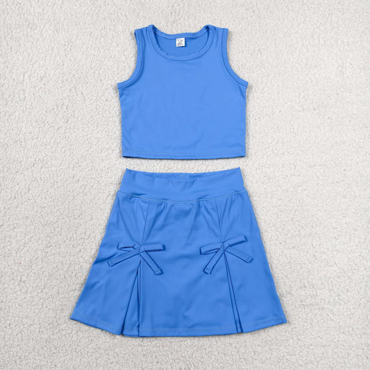 Sibling Baby Girls Solid Color Sleeveless Vest Top With Shorts Yoga Active Outfit