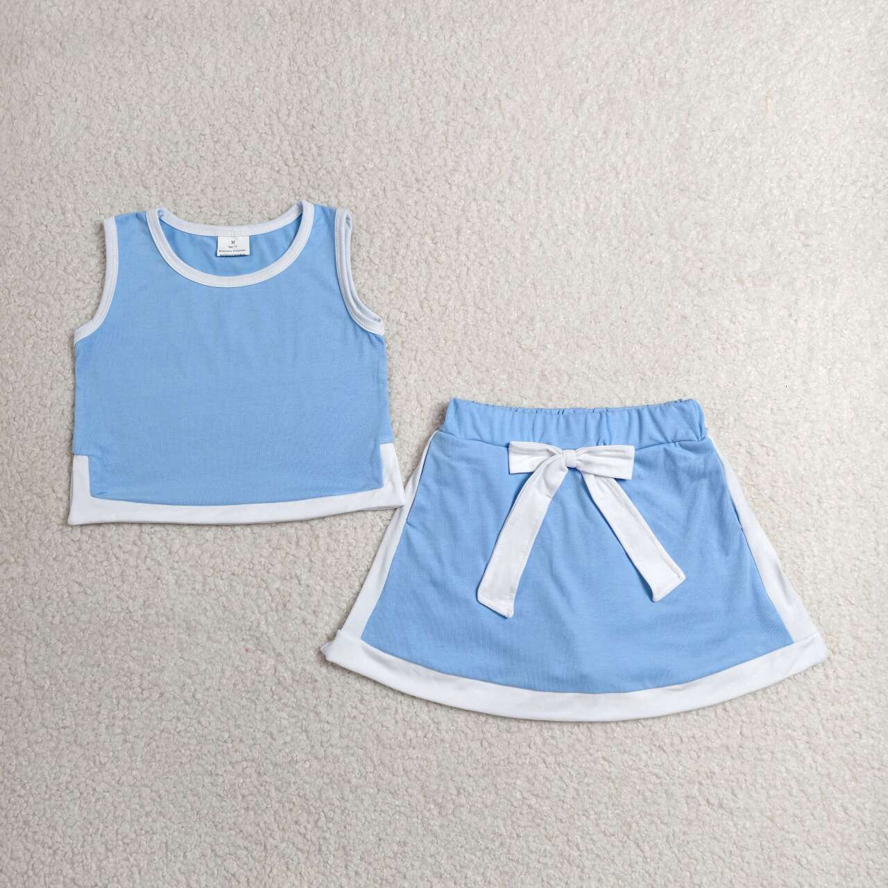 GSD3828 Blue White Crop Top Skort Baby Girls Summer Cotton Sport Outfits