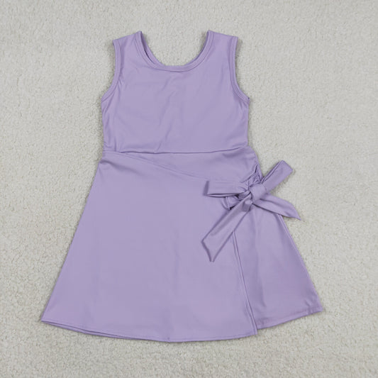 Toddler Baby Girls lavender Sleeveless Active Zipper Dress With Bow