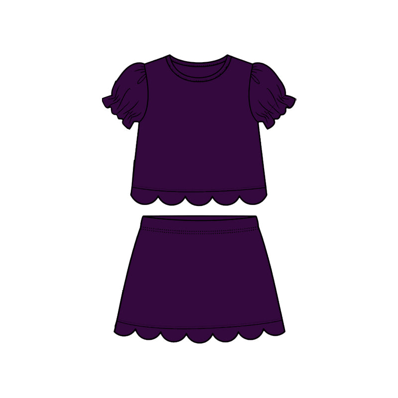 3.16 GSD3932 Preorder Purple Cotton Skirts Girls Summer Scallop Clothes Set