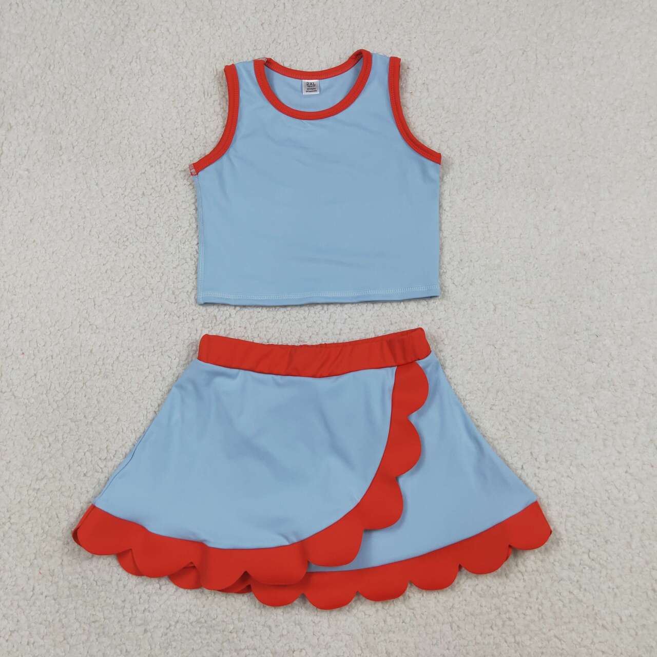 20 Solid Colors Tank Top Scallop Edge Skort Baby Girls Active Clothes Set Sisters Yoga Outfits
