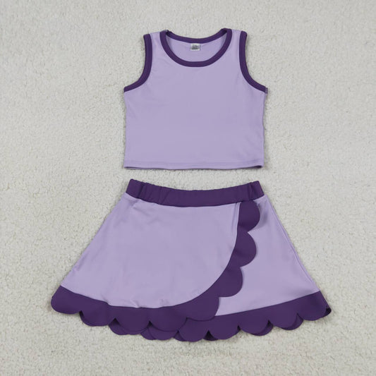GSD4026 Violet Tank Top Scallop Edge Skort Girls Active Outfits