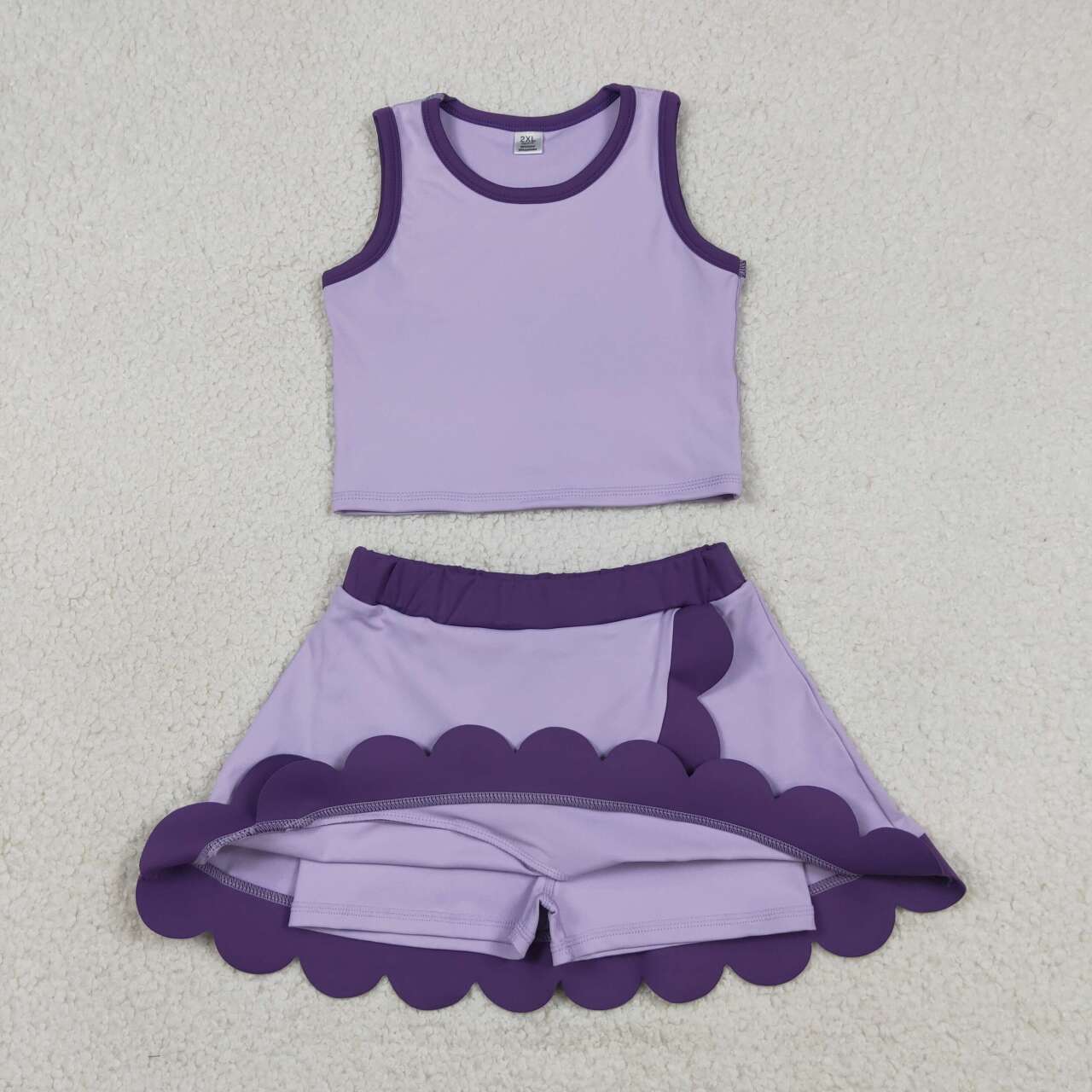 GSD4026 Violet Tank Top Scallop Edge Skort Girls Active Outfits