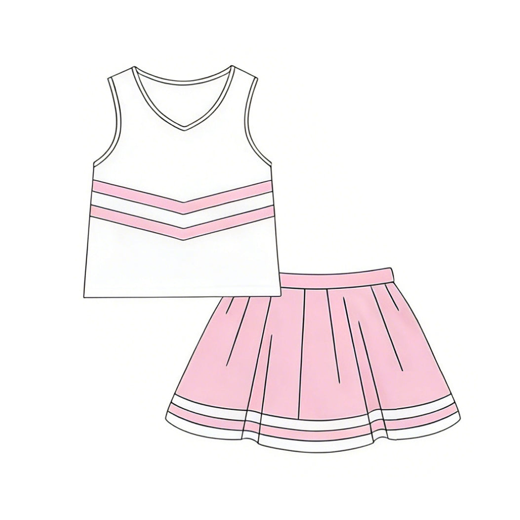 4.2 Toddler Girl Pink & White Cheerleading Outfit Preorder