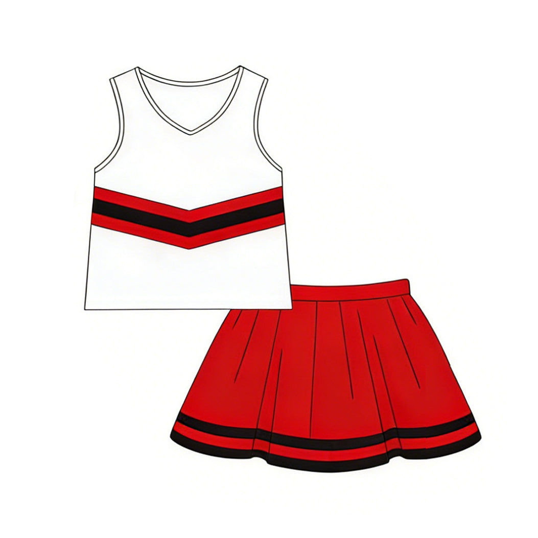 4.2 Toddler Girl Red & Black White Cheerleading Outfit Preorder