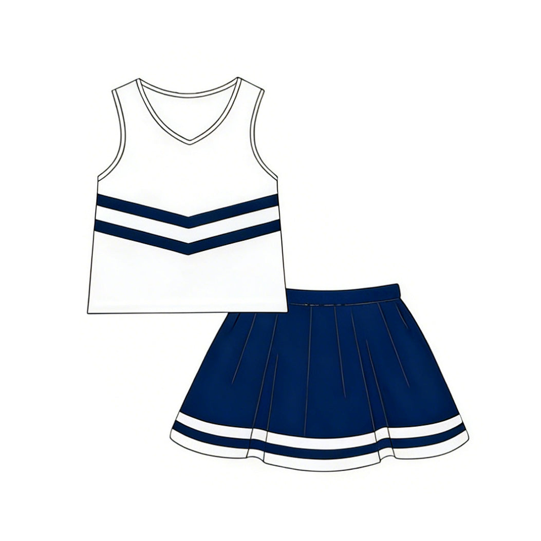 4.2 Toddler Girl Navy & White Cheerleading Outfit Preorder