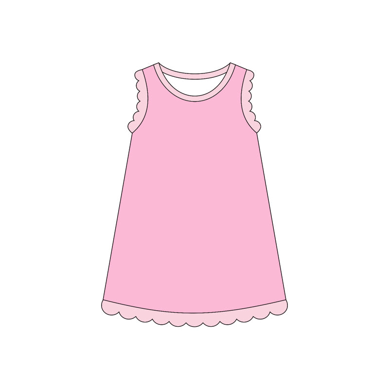 4.3 Toddler Girls Pink Scalloped Edge Ruffle Tank Dress Preorder