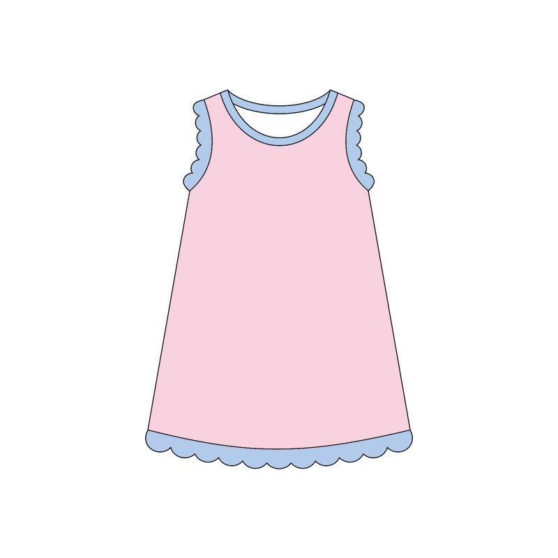4.3 Toddler Girls Light Pink Scalloped Edge Ruffle Tank Dress Preorder