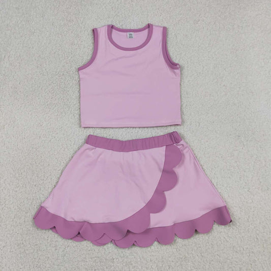 GSD4085 Pink Tank Top Scallop Edge Skort Girls Active Outfits