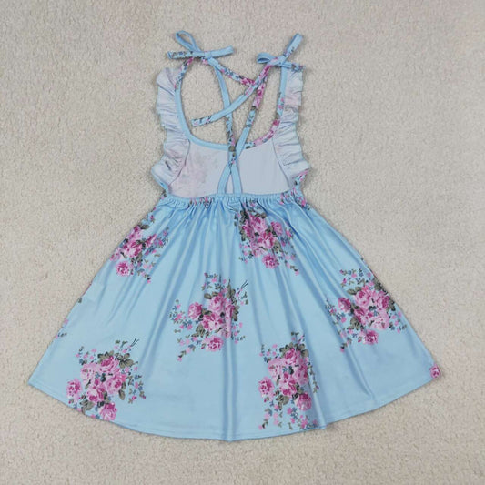 (Promotion)GSD4088 Toddler Girls Vintage Floral Strap Backless Dress
