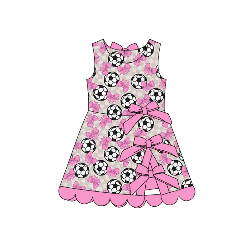 4.11 GSD4101 Preorder Soccer Bows Plaid Girls Scallop Yoga Dress