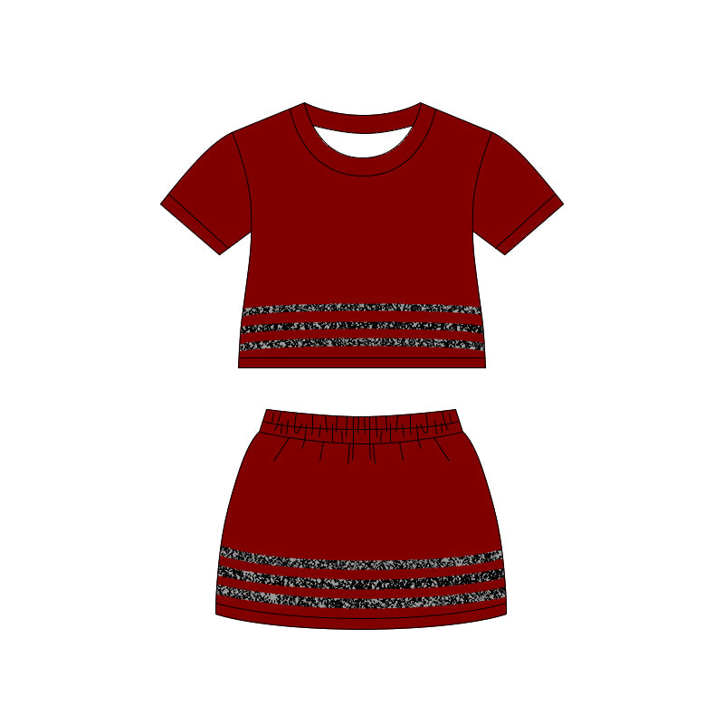 4.15 Maroon & Black Cheer Leader Costume, Youth Performance Cheer Skort Set for Girls Preorder