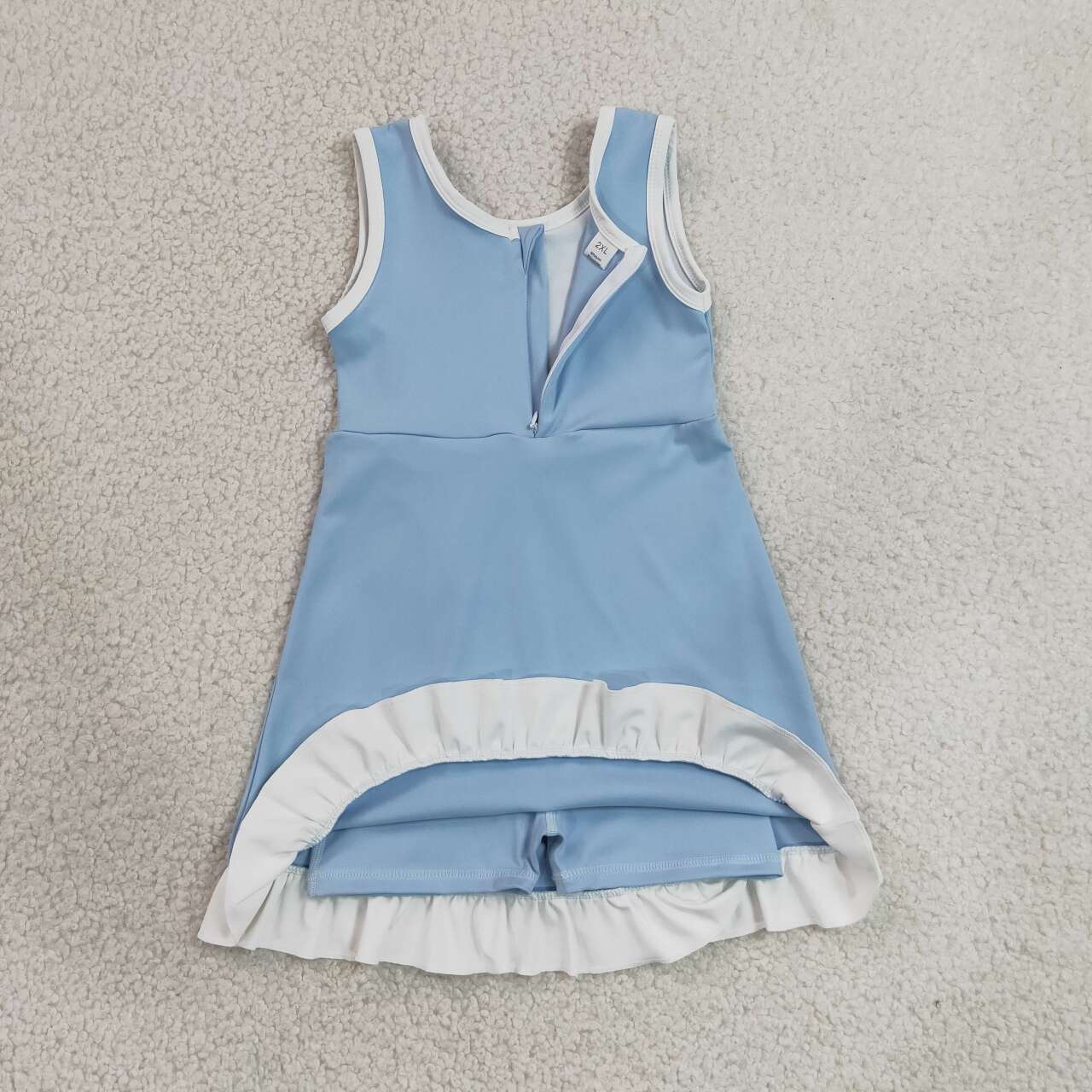 16 Colors Girls Sleeveless Ruffle Yoga Zipper Dress Sisters Wear