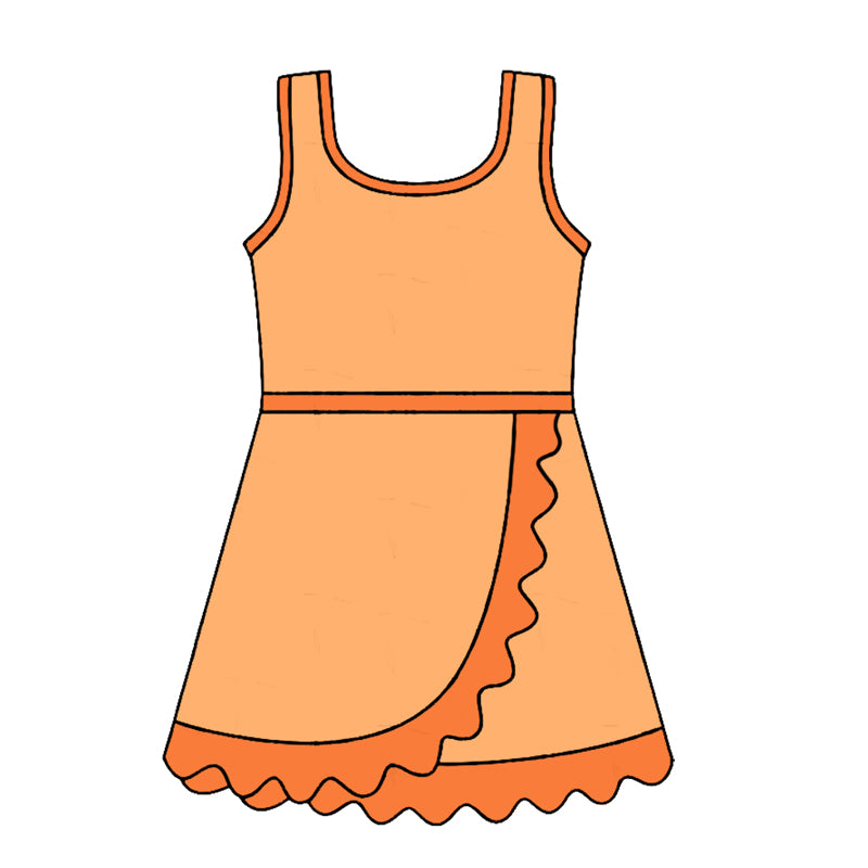4.24 GSD4127 Preorder Orange Girls Sleeveless Scallop Yoga Dress