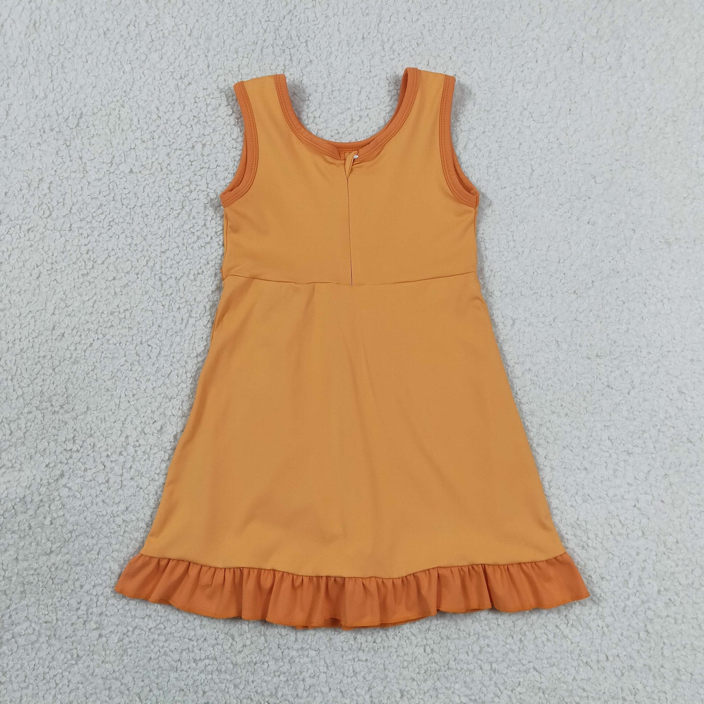 Toddler Sibling Kids Girls Orange Ruffle Dress & Skort Outfit Active Wear