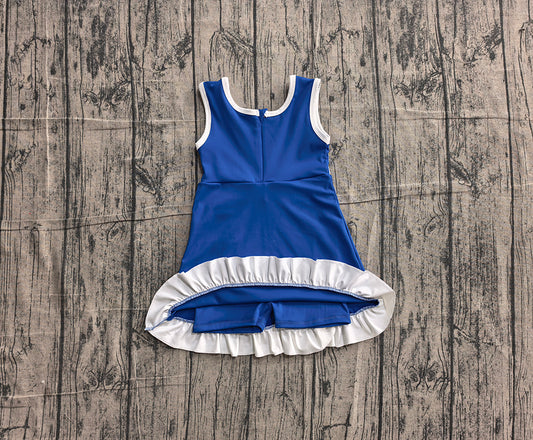4.24 GSD4141 Preorder Blue & White Girls Sleeveless Scallop Yoga Dress