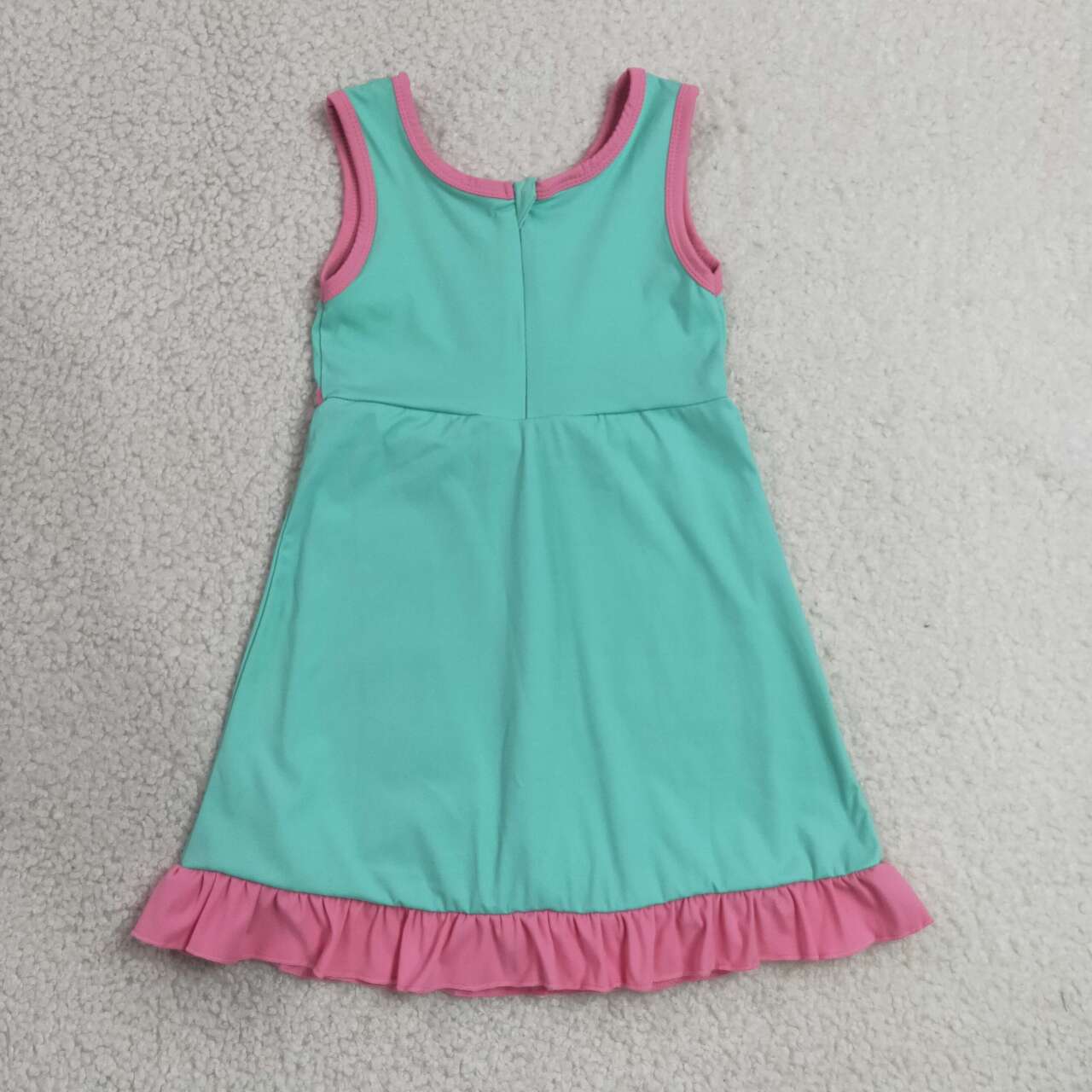 GSD4149 Teal & Pink Girls Sleeveless Ruffle Yoga Zipper Dress