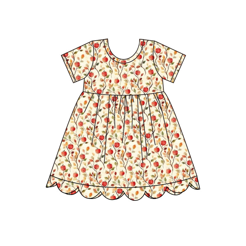 4.28 GSD4156 Apple Baby Girls Scallop Knee Length Dress Preorder