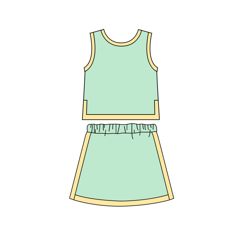 5.6 GSD4182 Mint Green and Yellow Baby Girls Sports Clothes Set Preorder