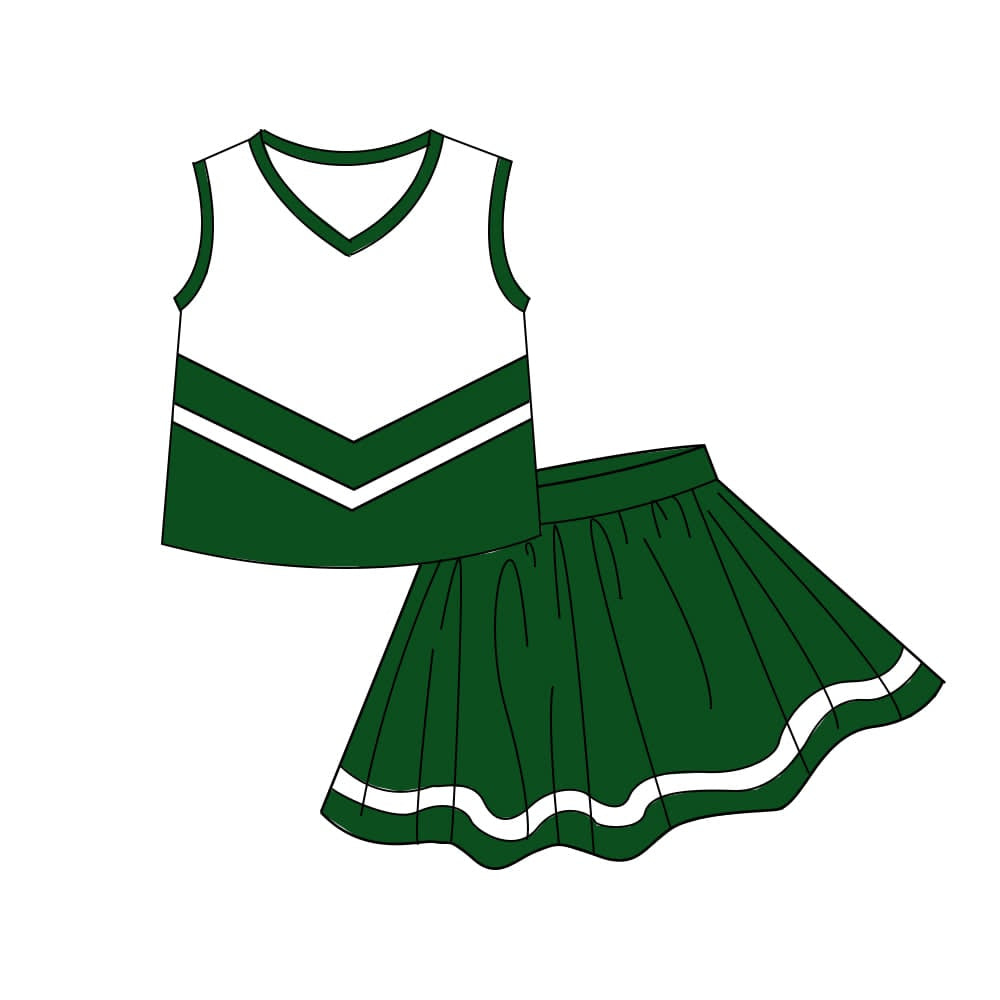5.7 Preorder Kids Girls Dark Green Sport Team Active Tank Top + Skort Outfit Preorder