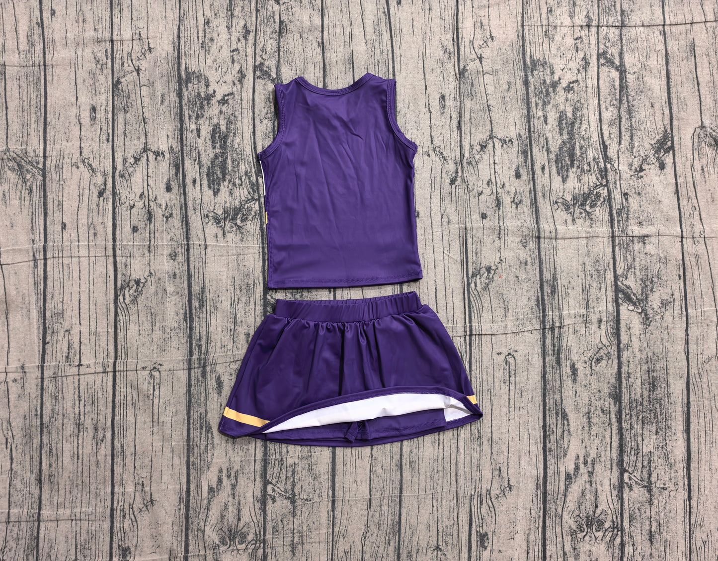 5.7 Preorder Kids Girls Purple Golden Sport Team Active Tank Top + Skort Outfit Preorder