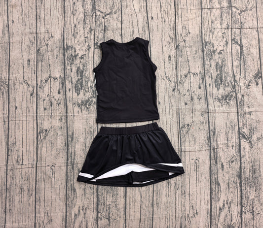 5.7 Preorder Kids Girls Black Sport Team Active Tank Top + Skort Outfit Preorder