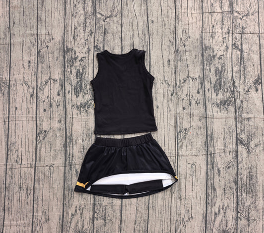 5.7 Preorder Kids Girls Black Golden Active Tank Top + Skort Outfit Preorder