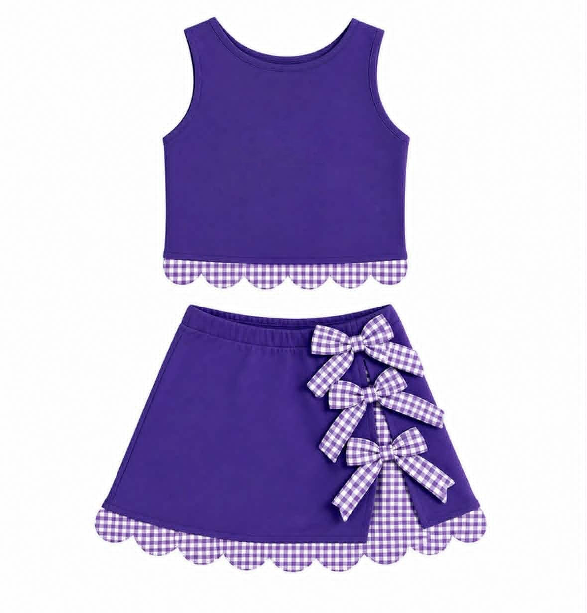 5.13 GSD4225 Baby Girls Purple Tank Top with Scalloped Skort Active Outfit