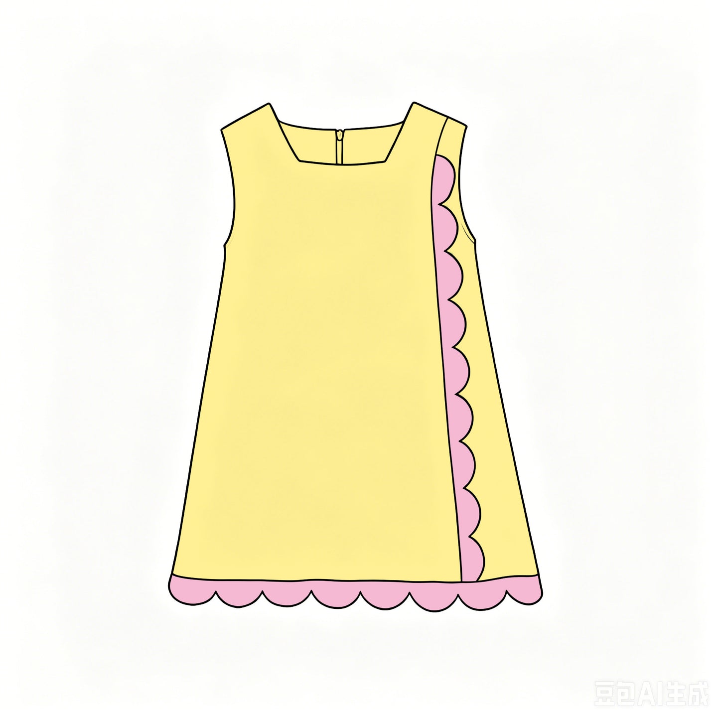 6.18 Baby Girls Yellow Pink Sleeveless Scalloped Active Dress Preorder