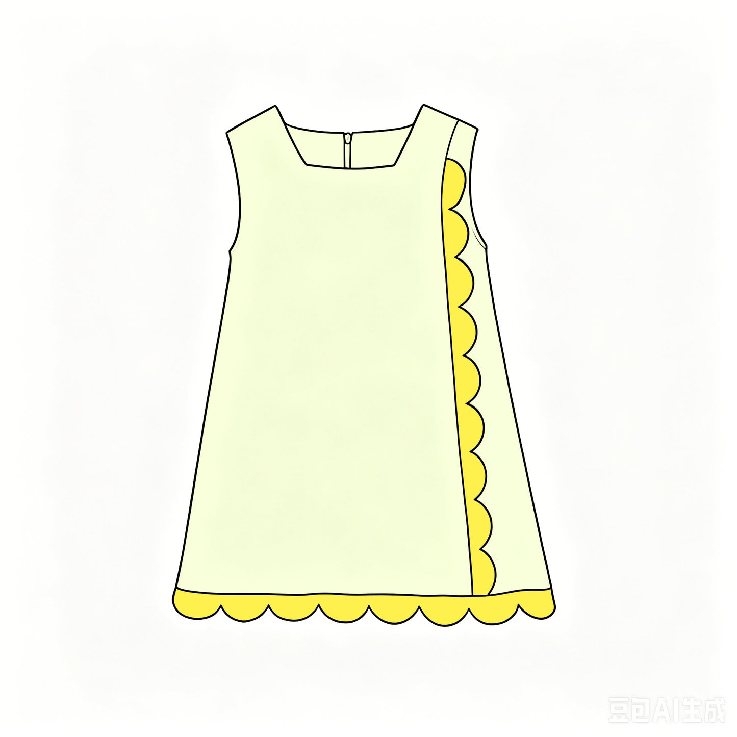 6.18 Baby Girls Light Yellow Sleeveless Scalloped Active Dress Preorder