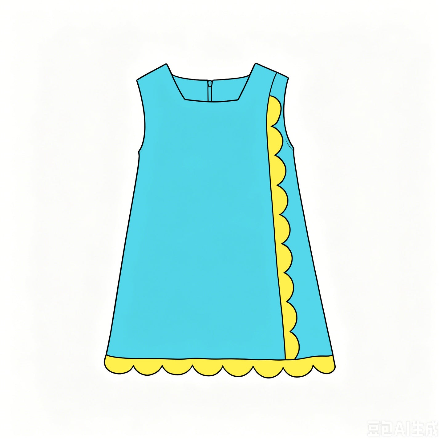 6.18 Baby Girls Blue Yellow Sleeveless Scalloped Active Dress Preorder