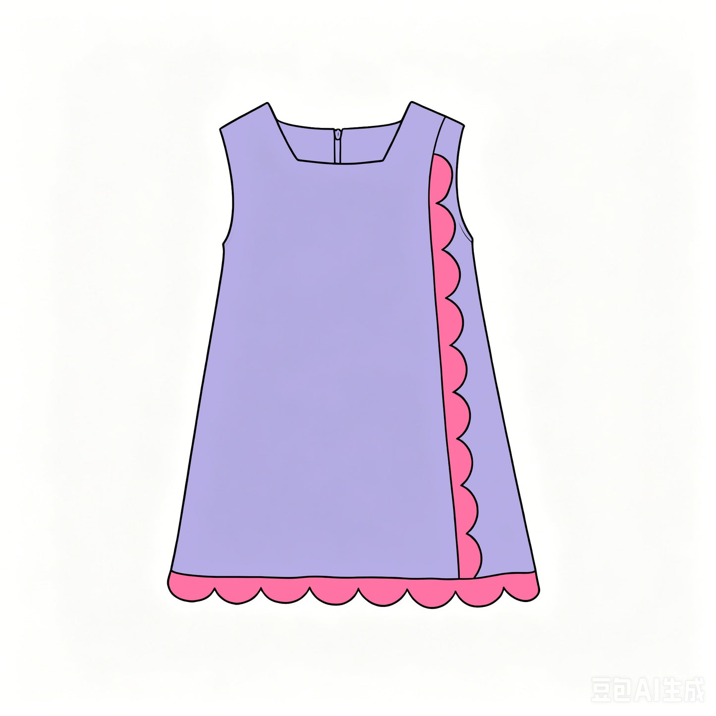 6.18 Baby Girls Purple Pink Sleeveless Scalloped Active Dress Preorder )